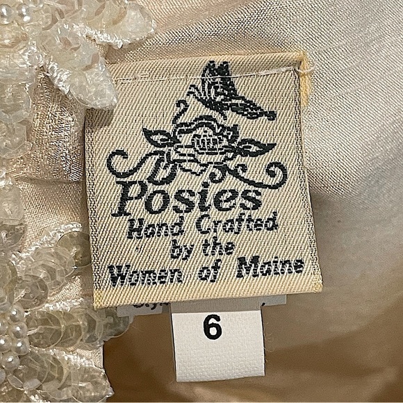 POSIES Handcrafted by the Women of Maine Girls Ivory Silk Glinda Dress Size 6 - Picture 3 of 12